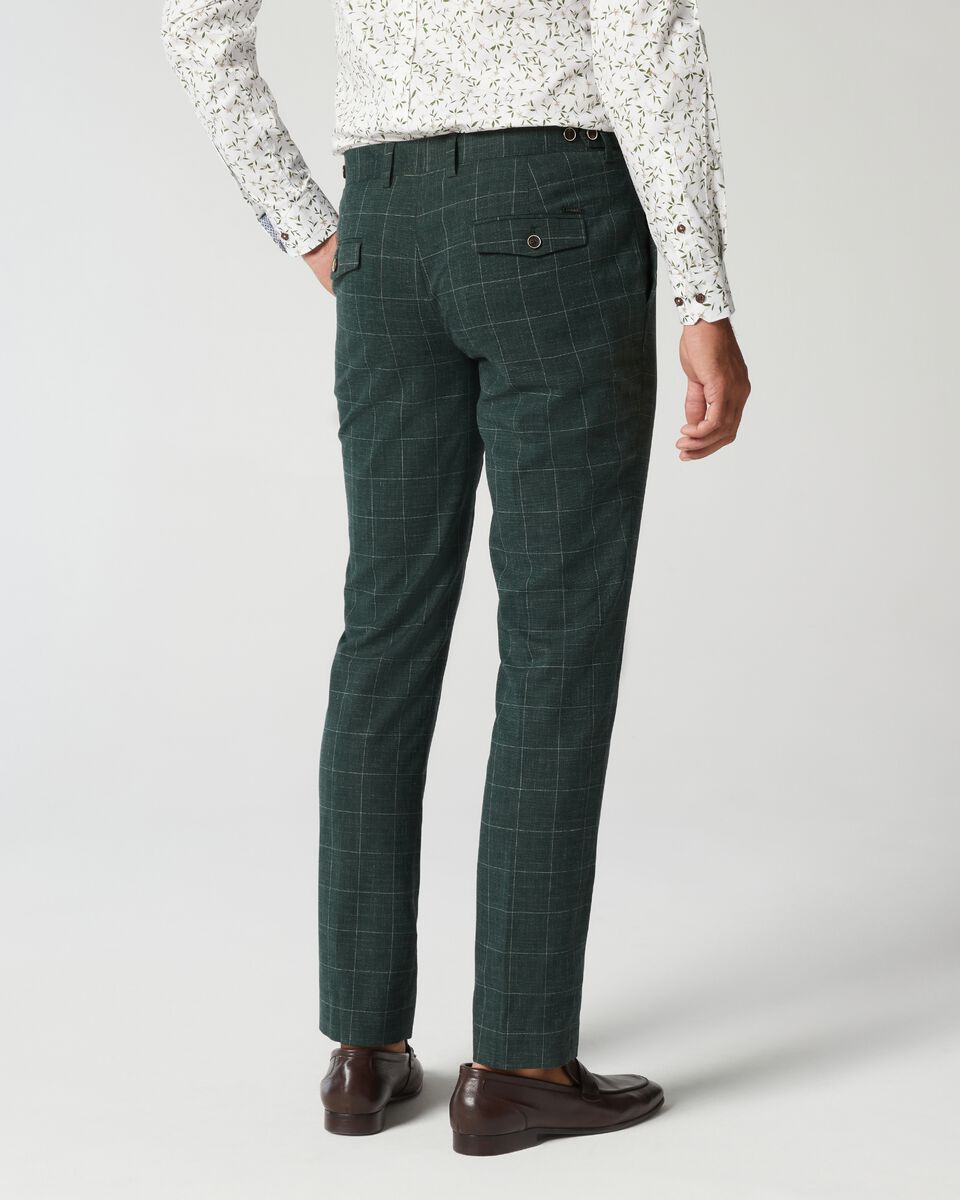 Forest Windowpane Slim Stretch Windowpane Check Tailored Pant